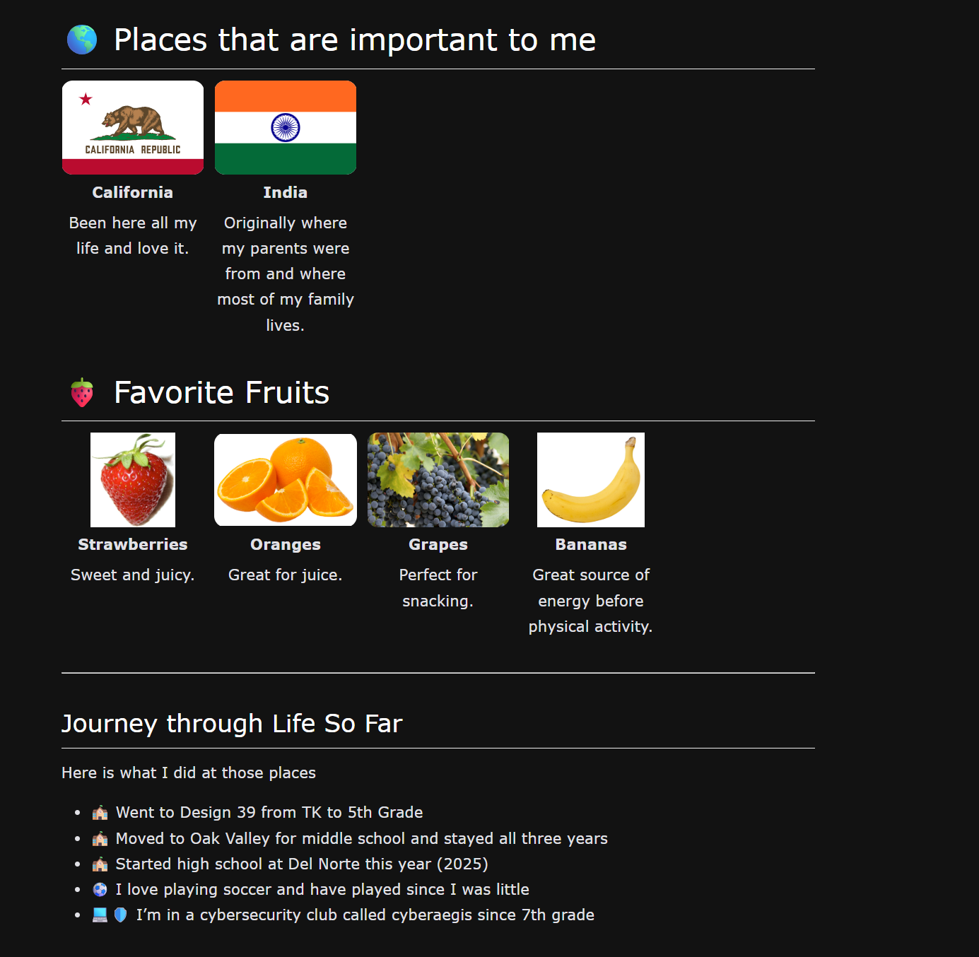 About Me Page